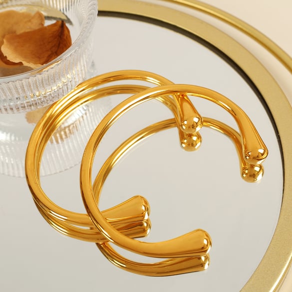 1 Piece Simple Series Simple Solid Color Stainless Steel 18K Gold Plated Women Bangles