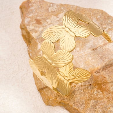 1 Piece Delicate Series Elegant Butterfly Stainless Steel Gold Color Women's Bangles h5 Picture5