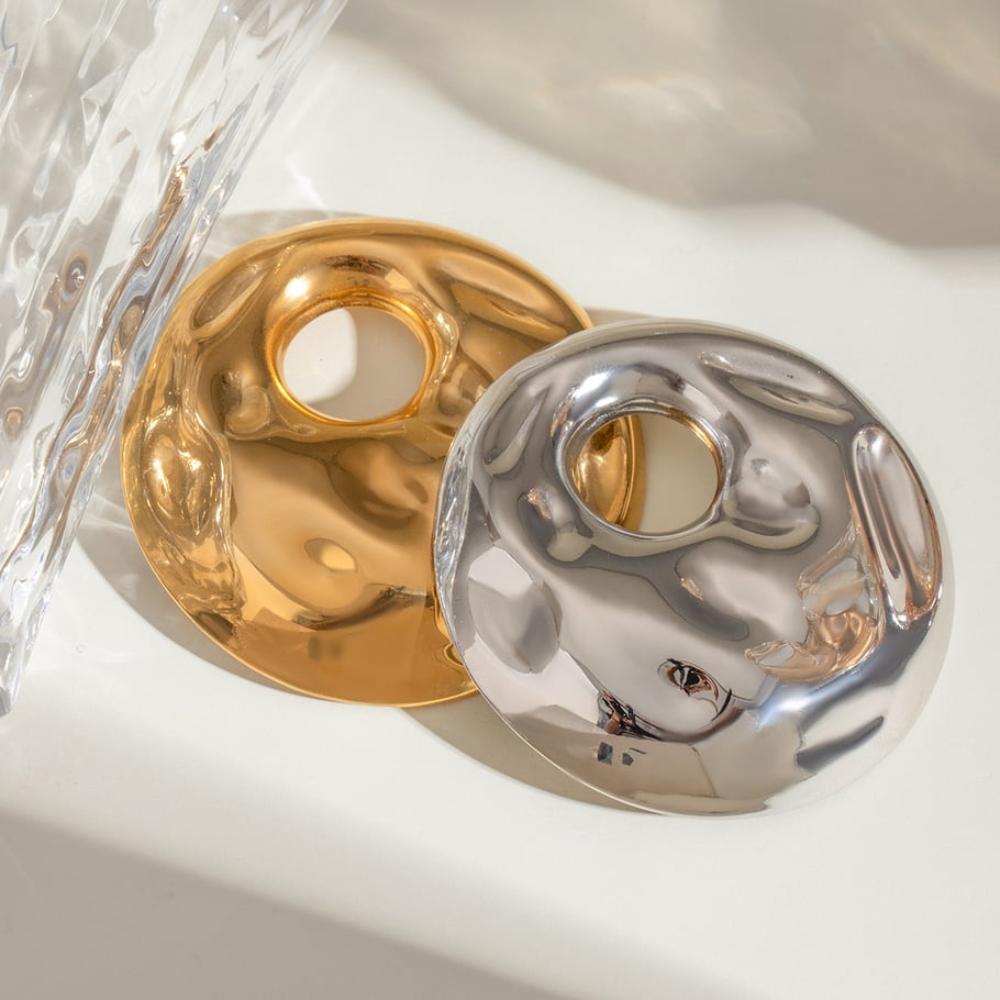 1 Pair Simple Series Simple Solid Color Stainless Steel 18K Gold Plated Women Brooches Picture4