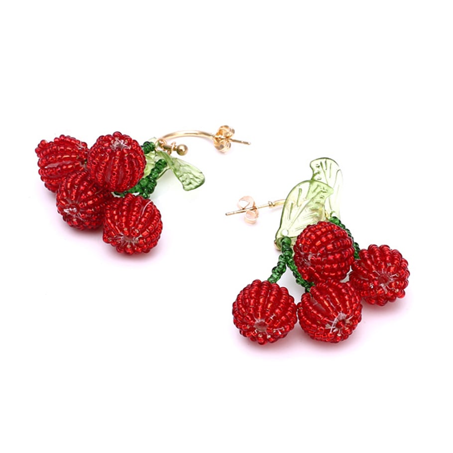 1 Pair Sweet Bead Cherry Drop Earrings Picture3