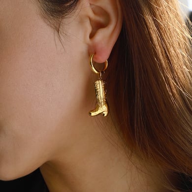 1 Pair Stylish Series Chic Boots Solid Color Stainless Steel Gold Color Women's Drop Earrings h5 Picture8