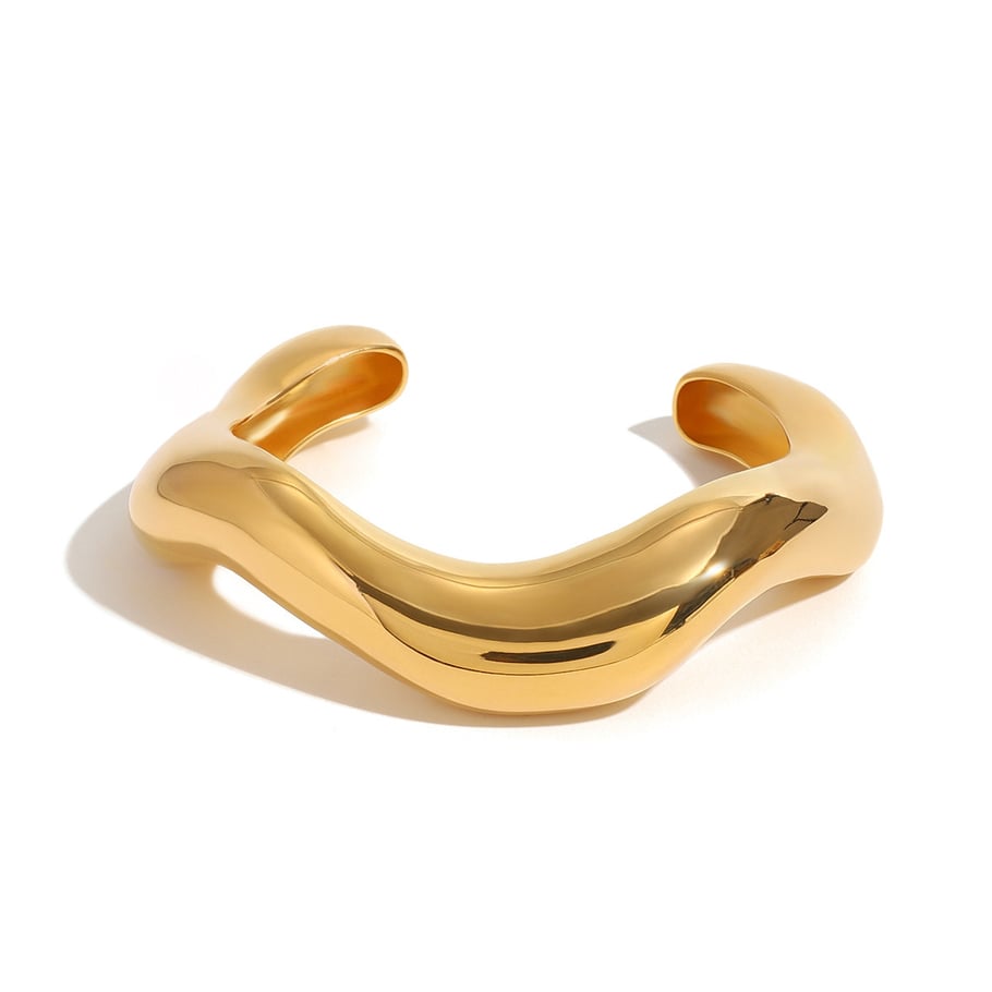 1 Piece Simple Series Simple line Stainless Steel 18K Gold Plated Women Bangles Picture7