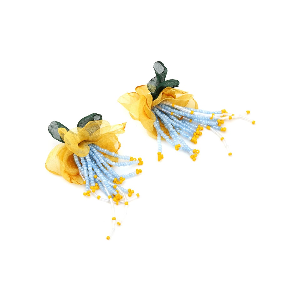 1 Pair Romantic Series Vacation Flower Fabric Women's Drop Earrings Picture8