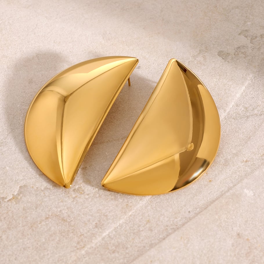 1 Pair Simple Series Casual Sun/Moon Stainless Steel 18K Gold Plated Women Stud Earrings Picture5