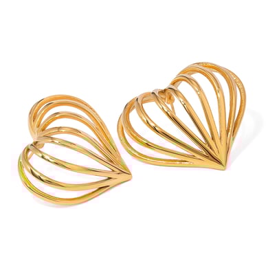 1 Pair Simple Series ins style Heart Stainless Steel 18K Gold Plated Women Stud Earrings h5 Picture6