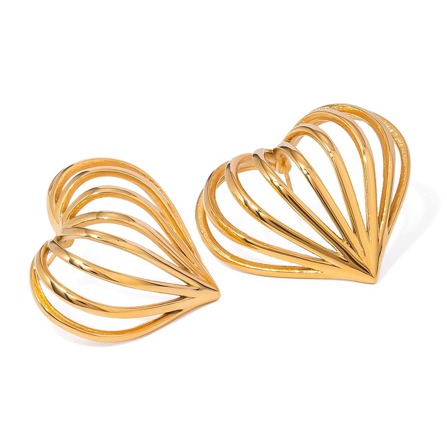 1 Pair Simple Series ins style Heart Stainless Steel 18K Gold Plated Women Stud Earrings Picture6