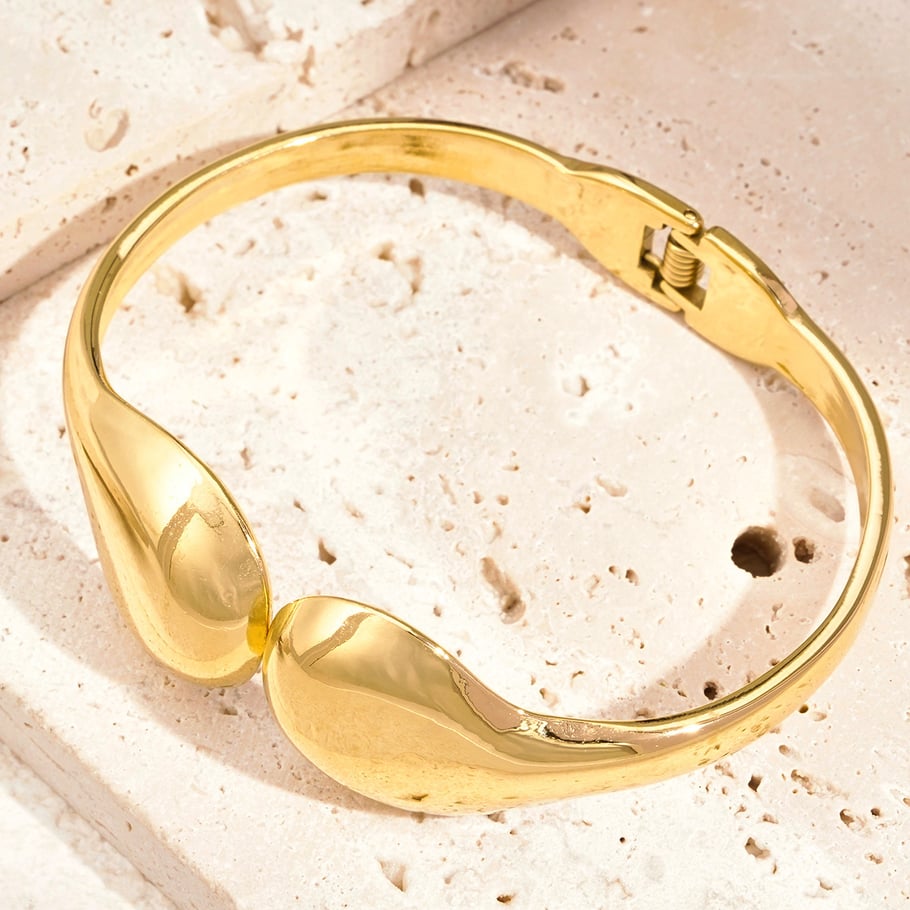 1 Stück Simple Series Simple Droplet Edelstahl Goldfarben Damen Armreifen h5Bild10