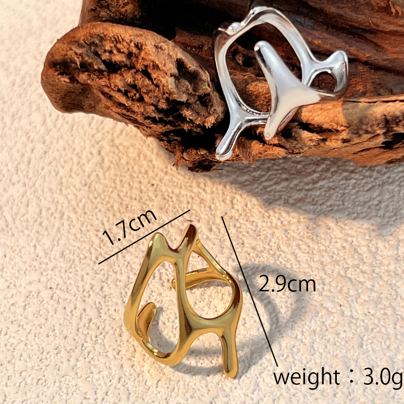 1 Piece Irregular Shape Stainless Steel Gold Color Women's Adjustable Rings Picture5