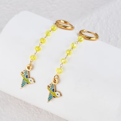 1 Pair Classic Series Lovely Animal Colorful Beads Gold Color Stainless Steel Women's Drop Earrings h5 Picture4