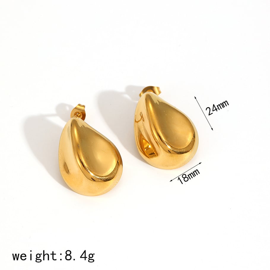 1 Pair Minimalist Series Casual Oval Shape Stainless Steel Gold Color Women's Stud Earrings Picture6