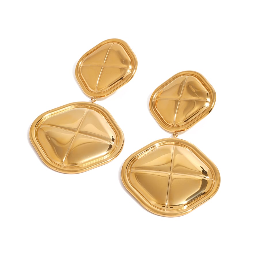 1 Pair Simple Series Retro Geometric Stainless Steel 18K Gold Plated Women Drop Earrings Picture8
