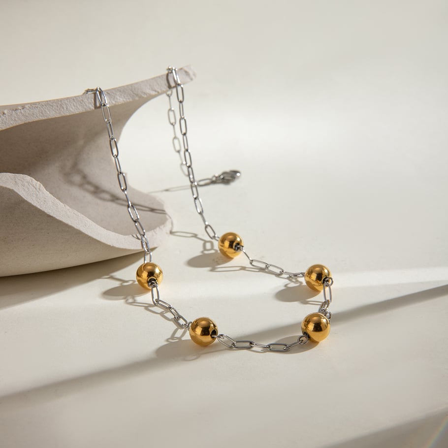 1 Stück Simple Series Casual Geometric Edelstahl 18 Karat vergoldet Damen Kettenhalsketten Bild4