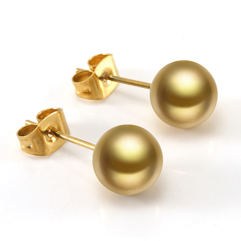 1 Paar Simple Series Einfache, einfarbige Ohrstecker aus Edelstahl mit 18 Karat Goldbeschichtung und Kunstperlen für Damen Bild5