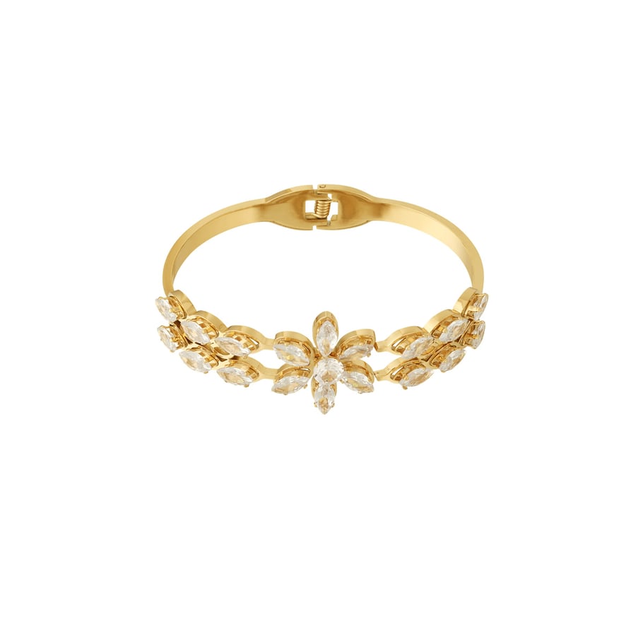 1 Piece Sophisticated Series Sweet Flower Stainless Steel Gold Color Women's Bangles Picture4