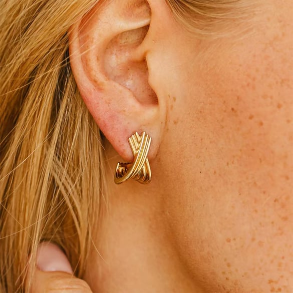 1 Pair ins style Patchwork 18K Gold Plated Stud Earrings 2