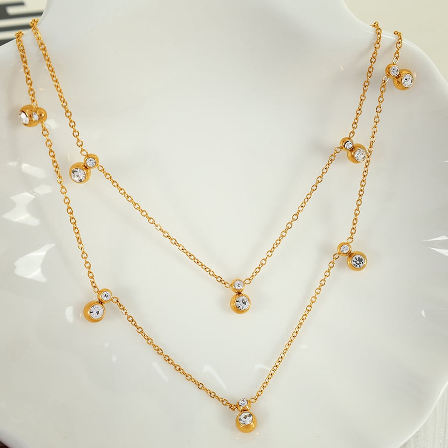 1 Piece Simple Series Simple Geometric Stainless Steel 18K Gold Plated Rhinestone Women Pendant Necklaces Picture5