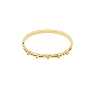1 Piece Dazzling Series Classic Rectangular Stainless Steel Gold Color Women's Bangles h5 Picture5