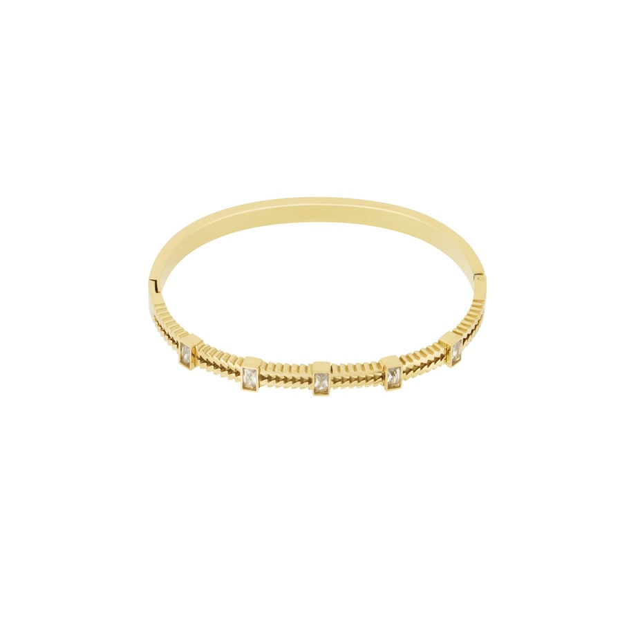 1 Piece Dazzling Series Classic Rectangular Stainless Steel Gold Color Women's Bangles Picture5
