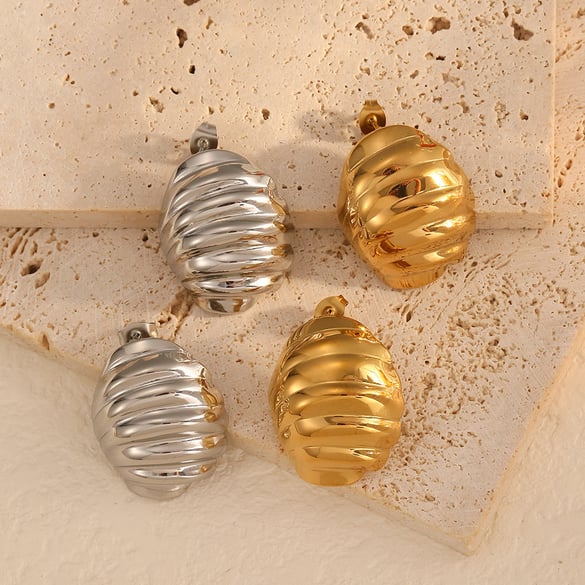 1 paio di orecchini a bottone geometrici retrò della serie semplice placcati in oro 18 carati 2