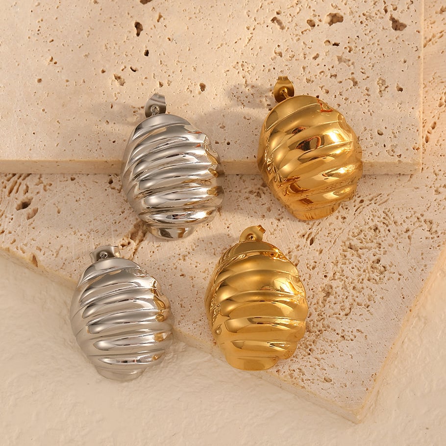 1 Pair Simple Series Retro Geometric 18K Gold Plated Stud Earrings Picture3