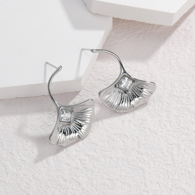 1 paire de boucles d&#39;oreilles à tige en acier inoxydable plaqué or 14 carats avec zircons pour femme, série romantique, style rétro Image2