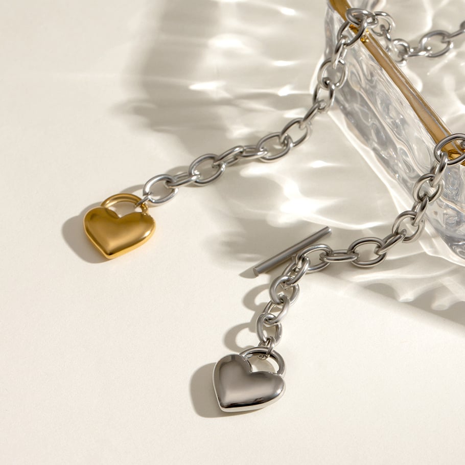 1 piece simple series sweet heart stainless steel gold plated women charm bracelets h5Picture4