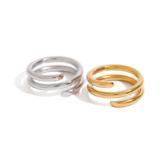 1 Piece Minimalist Series Chic Three Layers Circle Stainless Steel Gold Color Women's Single Rings