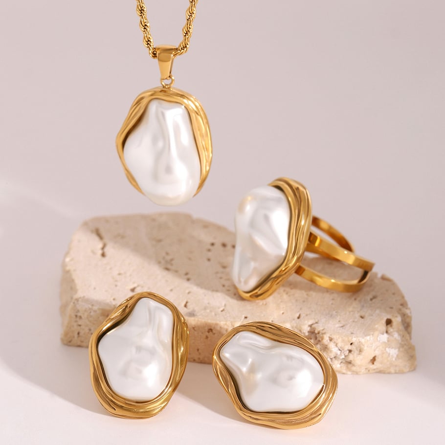 1 Piece Classic Series Elegant Geometric Stainless Steel 18K Gold Plated Shell Women Pendant necklaces Picture4