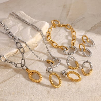 1 Piece Fashionable Classic Style Twist Shape Stainless Steel 18K Gold Plated Women's Earrings set h5 Picture4