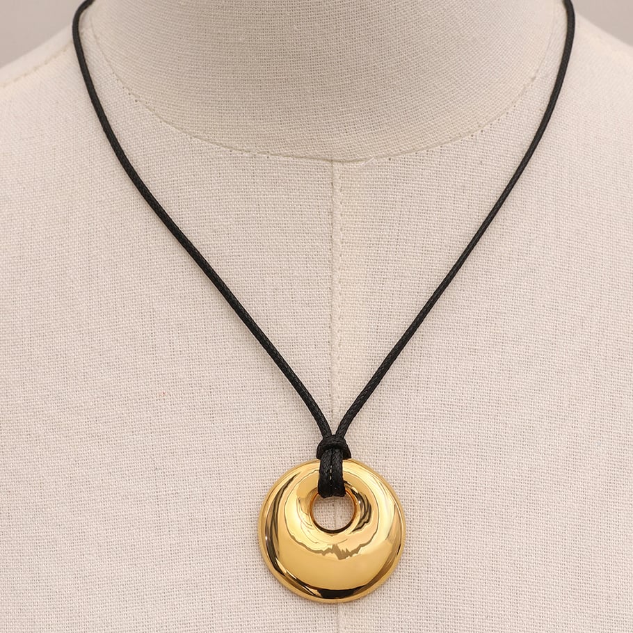 1 piece simple series simple solid color stainless steel gold plated women pendant necklaces h5Picture5