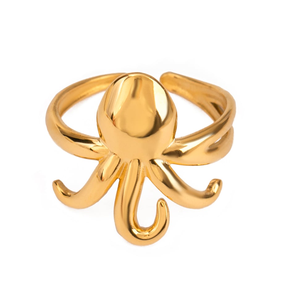 1 Pair Simple Series Vacation Animal Stainless Steel 18K Gold Plated Women Adjustable Rings Picture6