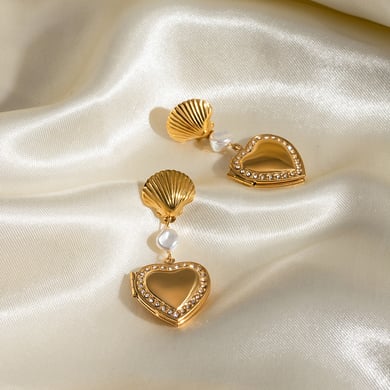 1 Pair Luxurious Series Retro Seashell Stainless Steel Gold Color Women's DIY Drop Earrings h5 Picture4