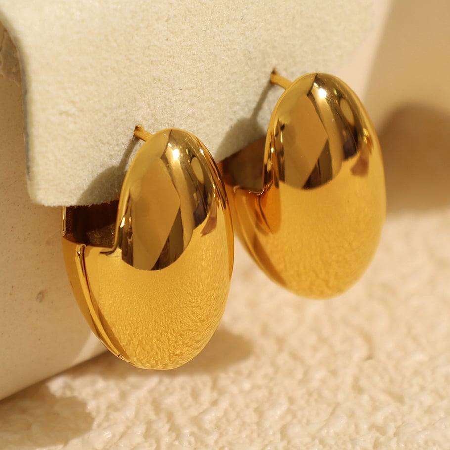 1 Pair Simple Series Simple Solid Color Stainless Steel 18K Gold Plated Women Drop Earrings Picture3