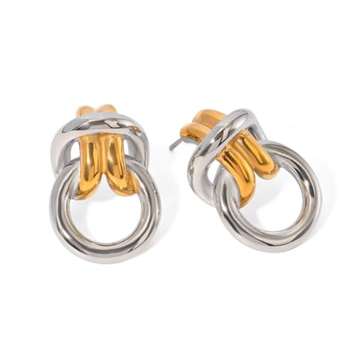 1 Pair Simple Series ins style Geometric Stainless Steel 18K Gold Plated Women Stud Earrings h5 Picture6