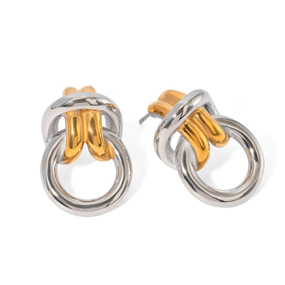 1 Pair Simple Series ins style Geometric Stainless Steel 18K Gold Plated Women Stud Earrings Picture6