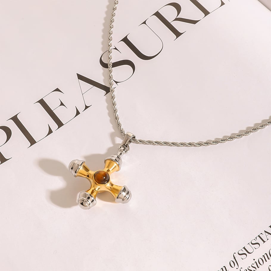 1 Piece Modern Series Light Natural Cross Stainless Steel Gold and Silver Color Women's Pendant Necklaces Picture4