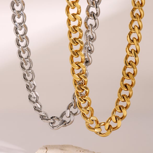 1 Piece Simple Series Hip-Pop/Rock Geometric Stainless Steel 18K Gold Plated Women Chain necklaces 2