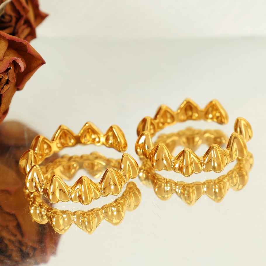 1 Paar Simple Series Simple Heart Kupfer 18 Karat vergoldete verstellbare Damenringe Bild3