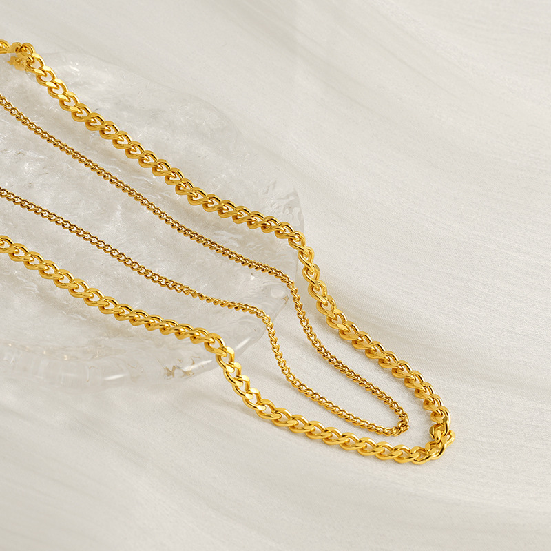 1 Stück Simple Series Daily Solid Color Edelstahl 14K vergoldet Unisex Kettenhalsketten Bild3