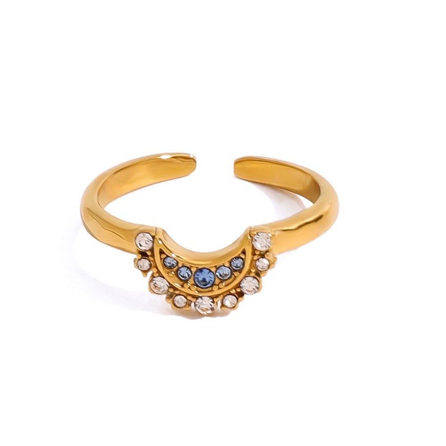 1 Paar Ethnische Serie Klassische Sonne/Mond Edelstahl Gold Farbe Überzogene Verstellbare Damen Ringe Bild7