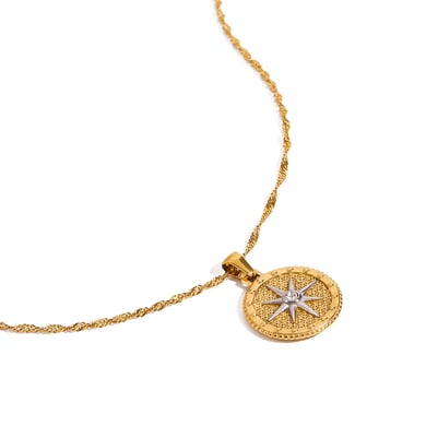 1 Stück Luxuriöse Serie Europa und Amerika Achtzackiger Stern Edelstahl Goldfarben Damen-Anhänger Halsketten h5 Bild10