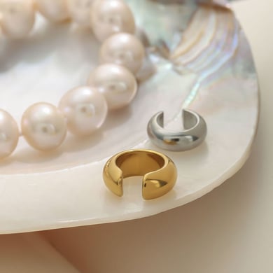 1 Paar ringförmige Ohrclips aus Edelstahl in Goldfarbe für Damen h5 Bild3