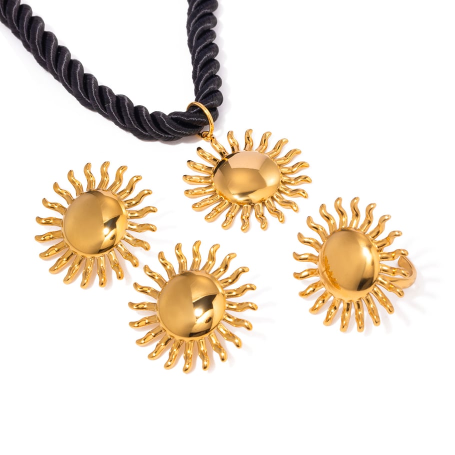 1 Paar Simple Series Retro Sonne/Mond Edelstahl 18 Karat vergoldet Damen Ohrringe Set Bild6
