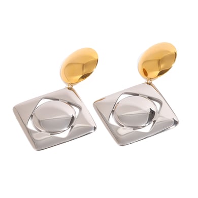 1 Paar einfache geometrische Ohrringe aus Edelstahl mit 18 Karat Vergoldung für Damen h5 Bild5