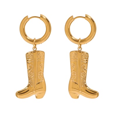 1 Pair Stylish Series Chic Boots Solid Color Stainless Steel Gold Color Women's Drop Earrings h5 Picture9