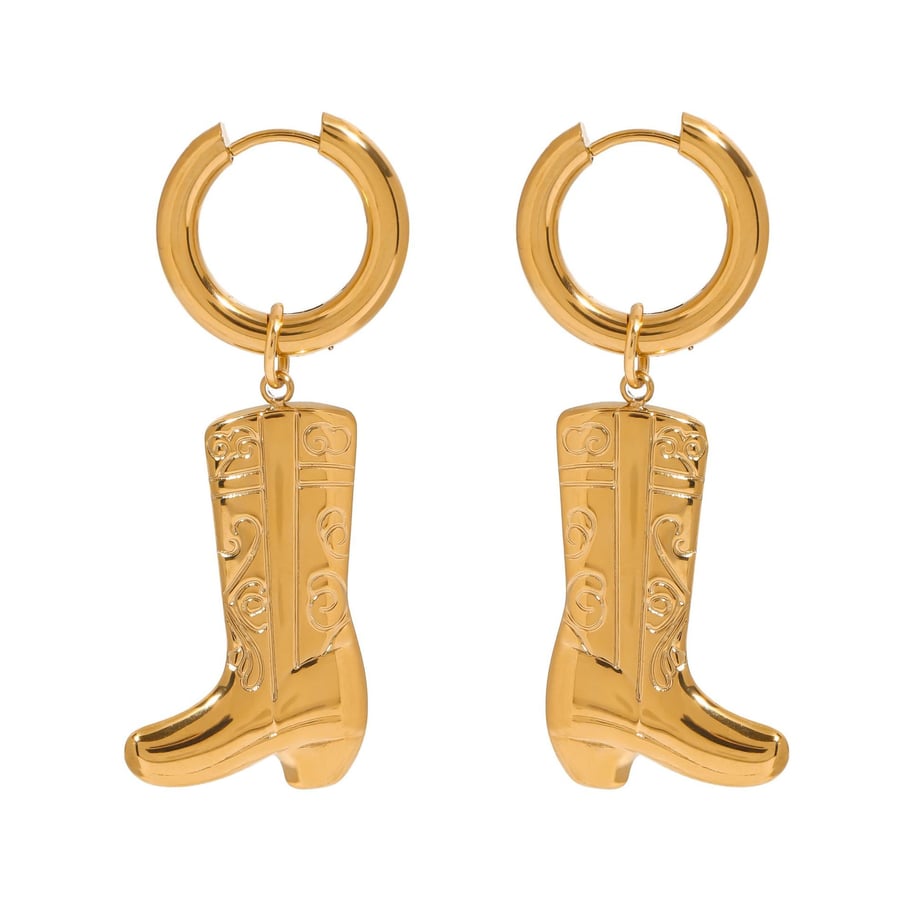 1 Pair Stylish Series Chic Boots Solid Color Stainless Steel Gold Color Women's Drop Earrings Picture9