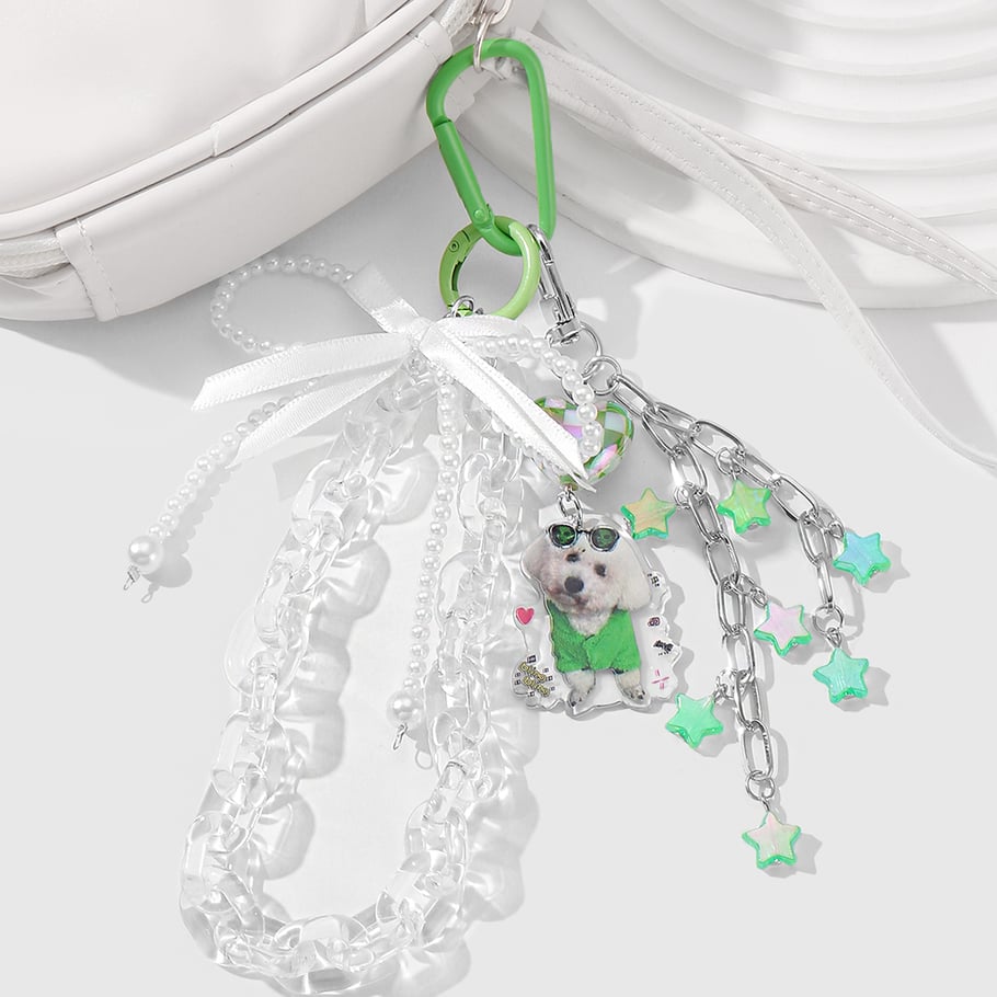 Cute Bow Beaded Chain Women's Bag Charms Picture4