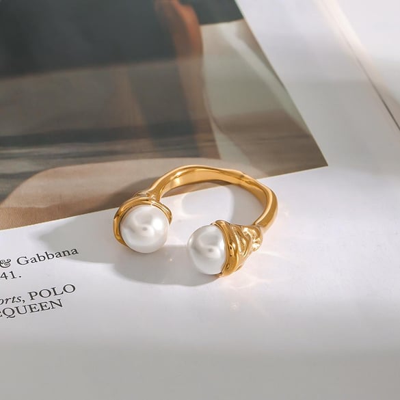 1 Piece Designable Series Irregular Texture Stainless Steel Gold Color Women's Single Rings 2