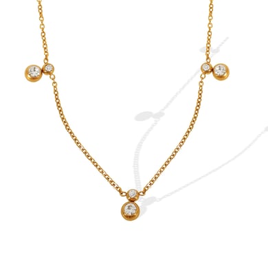 1 Piece Simple Series Simple Geometric Stainless Steel 18K Gold Plated Rhinestone Women Pendant Necklaces h5 Picture6