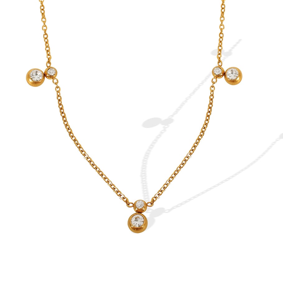 1 Piece Simple Series Simple Geometric Stainless Steel 18K Gold Plated Rhinestone Women Pendant Necklaces Picture6